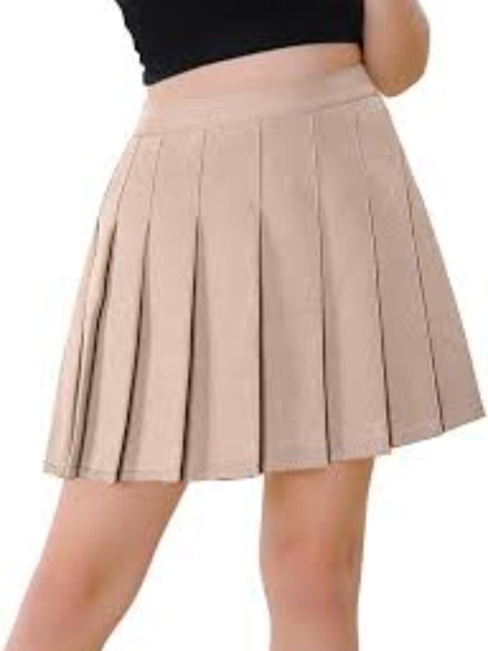 Lands' End Khaki Box Pleat Uniform Mini Skirt 4 Preppy Skirt Size 10